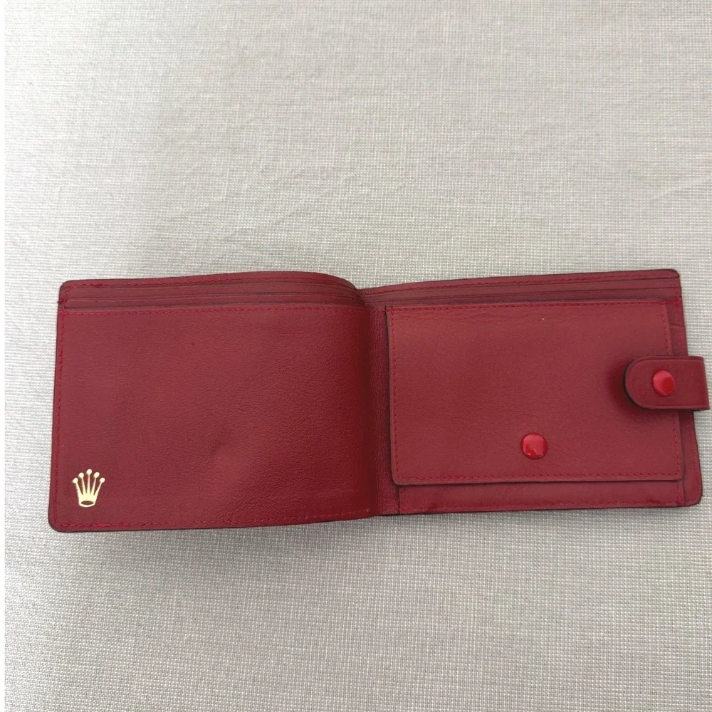 Vintage Rolex Leather Wallet Red Bifold